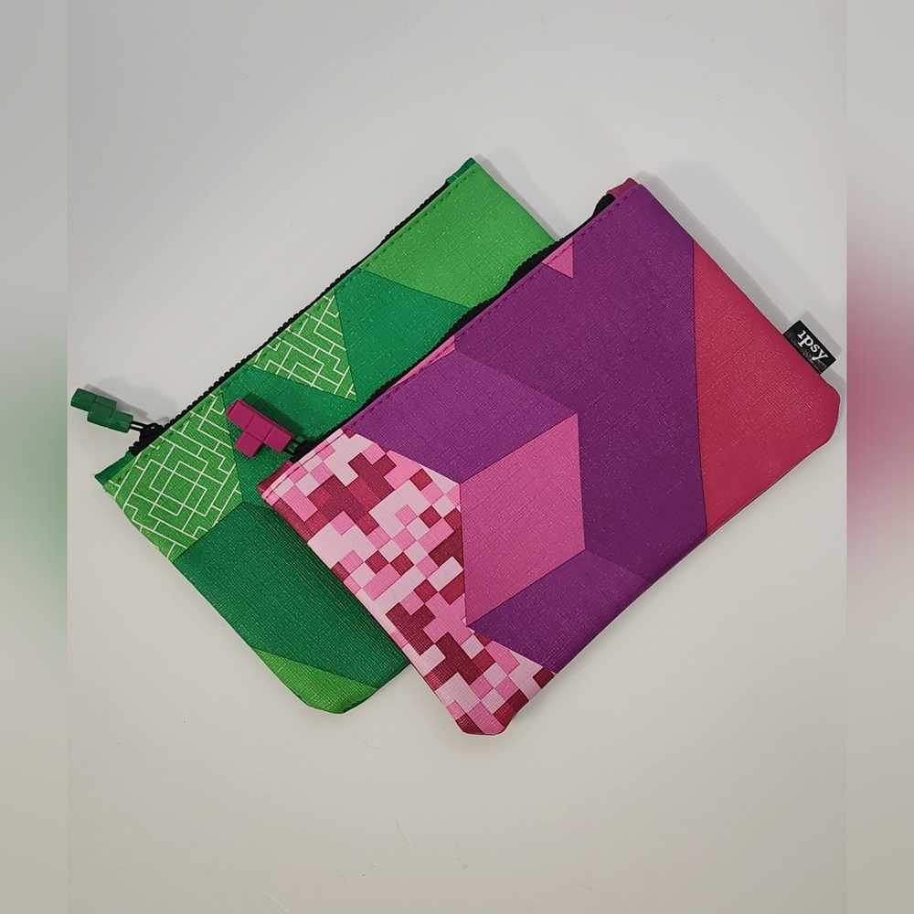 Ipsy Tetris 2 Pc Bundle Set Makeup Bags